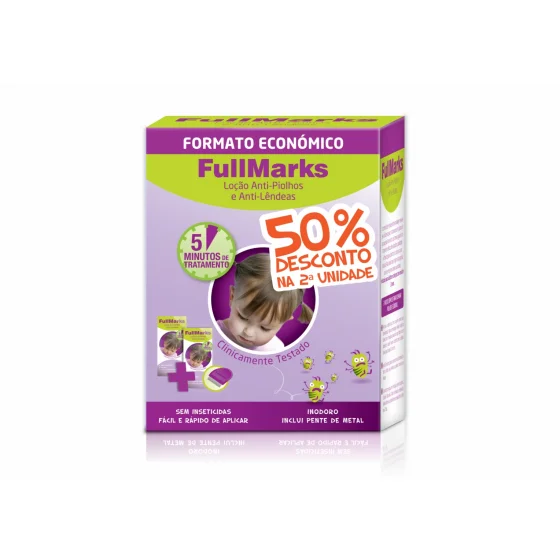 FullMarks Duo Loção Piolhos/Lęndeas 2 x 100 ml com Desconto de 50% da 2Ş Embalagem