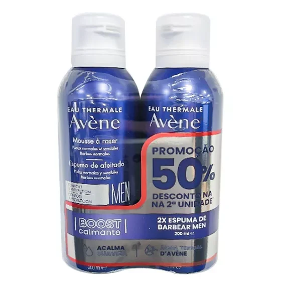 Avene Homem Espuma de Barbear 200mlX2 Oferta 50% 2ª Unidade