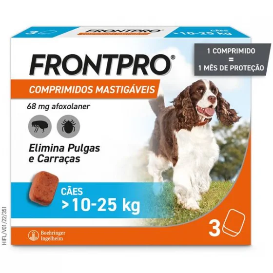 Frontpro 68mg Cães >10-25Kg Comp MastX3, 68 mg comp mast VET
